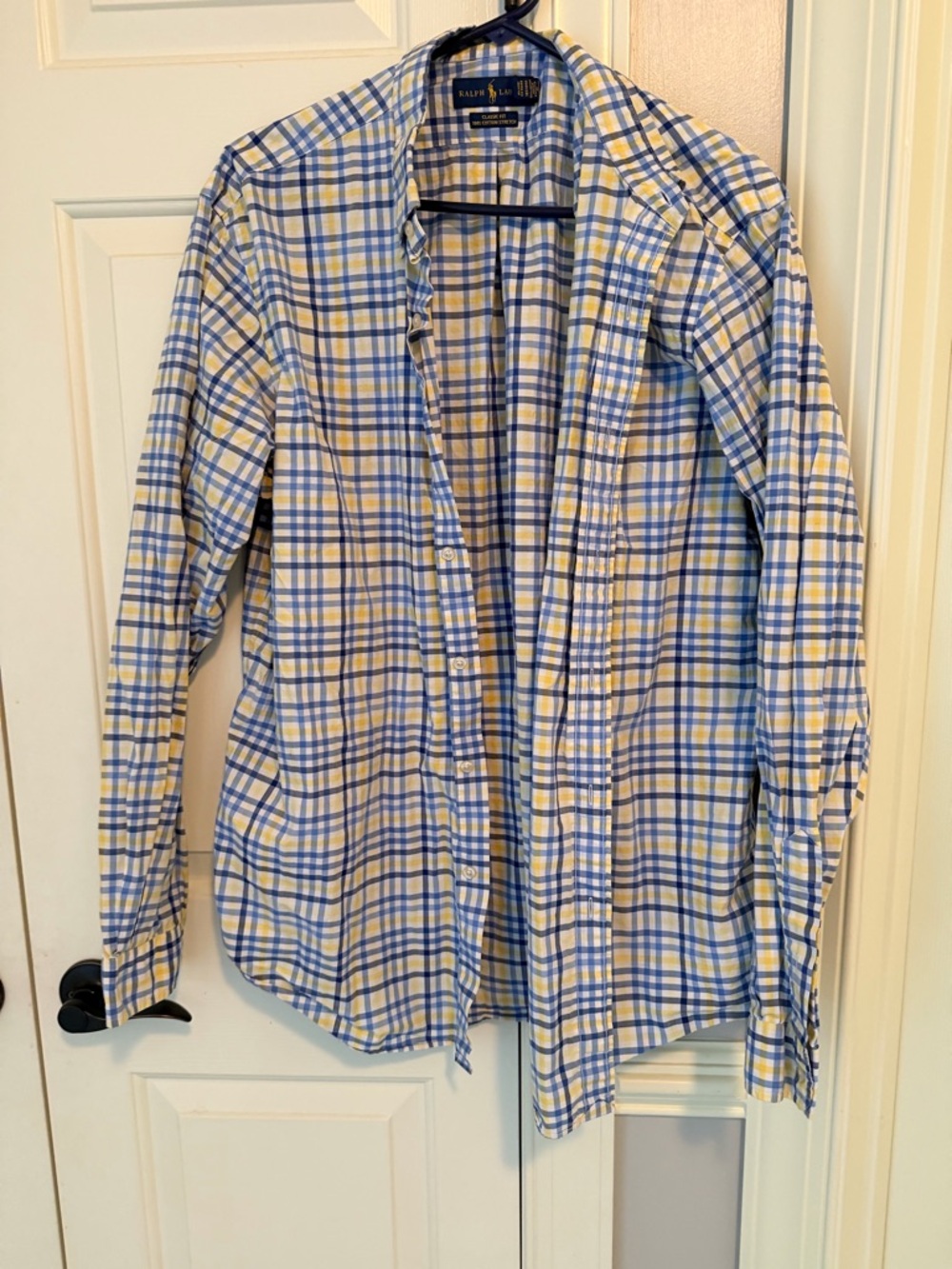Ralph Lauren Blue and Yellow Plaid Cotton Button-Down